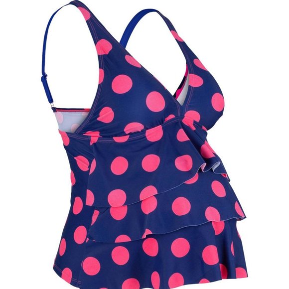 Blue Dot Print Ruffled Layered Maternity Swimsuit - Picture 5 of 11